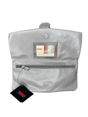 Hobo Silver Metallic Leather Folding Clutch
